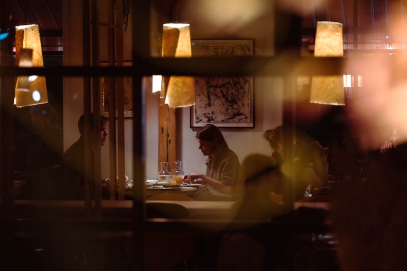 Starbird chicken ambient dining space with warm lighting